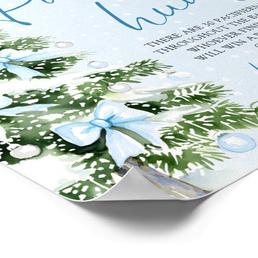 Blauwe Boog Kerstboom Baby Shower Speen Jacht Poster (Hoek)