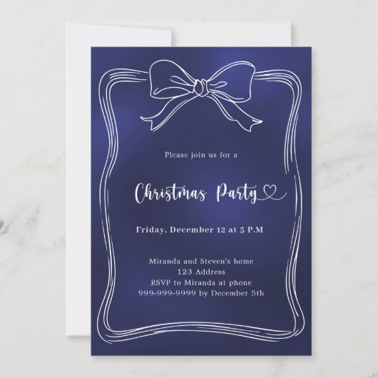 Blauwe boog kerstfeest kaart (Voorkant)