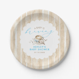 Blauwe Boog Koffie Baby Is Borrelend Jongens Baby Papieren Bordje