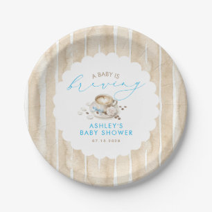Blauwe Boog Koffie Baby Is Borrelend Jongens Baby Papieren Bordje