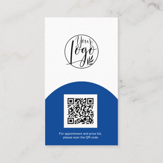 Blauwe boog make-up boho foto qr code logo visitekaartje (Achterkant)
