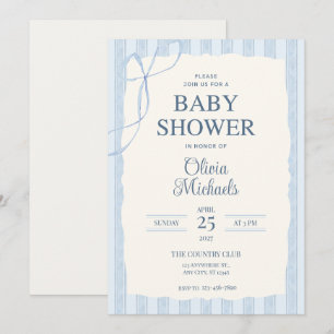 Blauwe Boog Minimalistische Baby Shower Uitnodigin Notitiekaartje