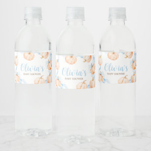Blauwe Boog Pompoen Baby Shower Waterfles Etiket