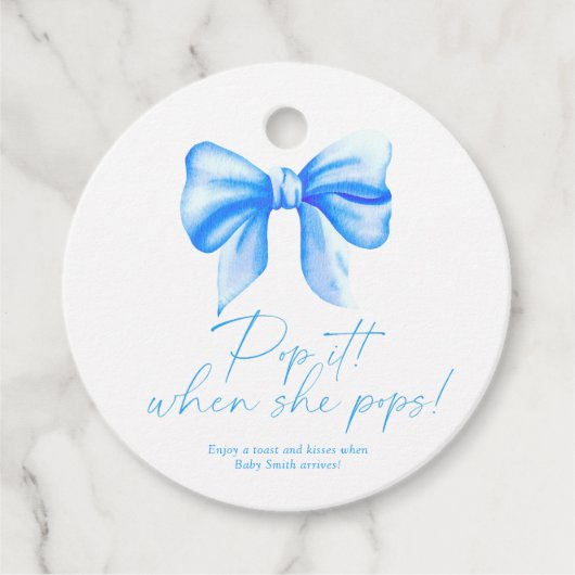 Blauwe boog - Pop het als ze poppen Bedankjes Labels (Voorkant)