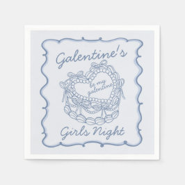 Blauwe Boog Retro Hart Coquette Cake Galentines Servet