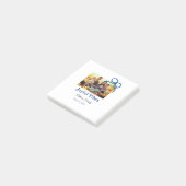 Blauwe boog vreugdevolle Vibes voeg familienaam fo Post-it® Notes (Schuin)