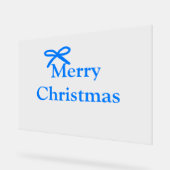 Blauwe boog vrolijk kerstcadeau's eenvoudig modern acryl bord (Hoek)