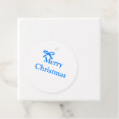 Blauwe boog vrolijk kerstcadeau's eenvoudig modern bedankjes labels (In situ)