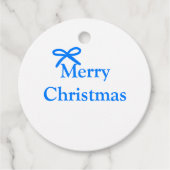 Blauwe boog vrolijk kerstcadeau's eenvoudig modern bedankjes labels (Voorkant)