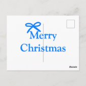 Blauwe boog vrolijk kerstcadeau's eenvoudig modern briefkaart (Achterkant)