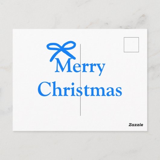 Blauwe boog vrolijk kerstcadeau's eenvoudig modern briefkaart (Achterkant)