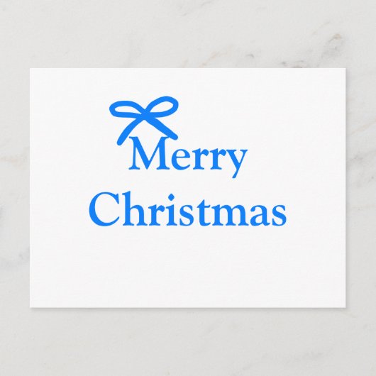 Blauwe boog vrolijk kerstcadeau's eenvoudig modern briefkaart (Voorkant)