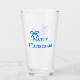 Blauwe boog vrolijk kerstcadeau's eenvoudig modern glas