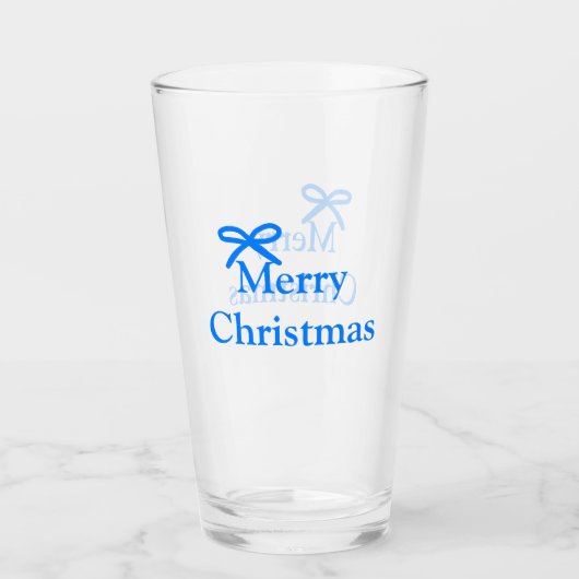 Blauwe boog vrolijk kerstcadeau's eenvoudig modern glas (Voorkant)