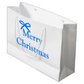 Blauwe boog vrolijk kerstcadeau's eenvoudig modern groot cadeauzakje (Voorkant Gekanteld)