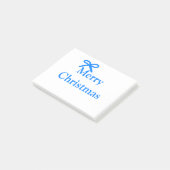 Blauwe boog vrolijk kerstcadeau's eenvoudig modern post-it® notes (Schuin)