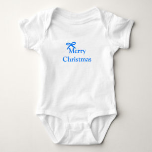 Blauwe boog vrolijk kerstcadeau's eenvoudig modern romper