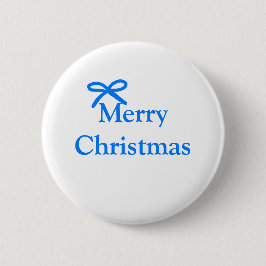 Blauwe boog vrolijk kerstcadeau's eenvoudig modern ronde button 5,7 cm