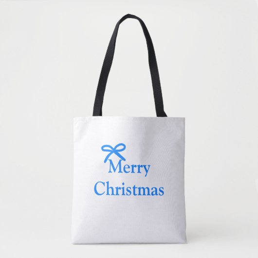 Blauwe boog vrolijk kerstcadeau's eenvoudig modern tote bag (Voorkant)