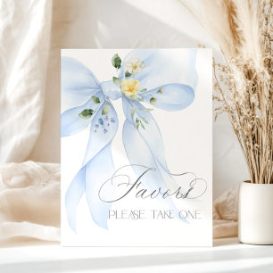 Blauwe Boog waterverf Favor baby shower Poster