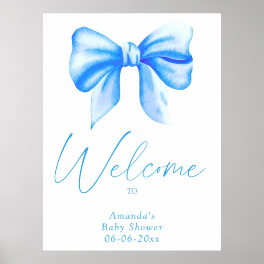 Blauwe boog - welkom baby shower feest poster (Voorkant)