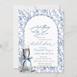 Blauwe Boog Wilde Bloemen Parels en Prosecco Kaart