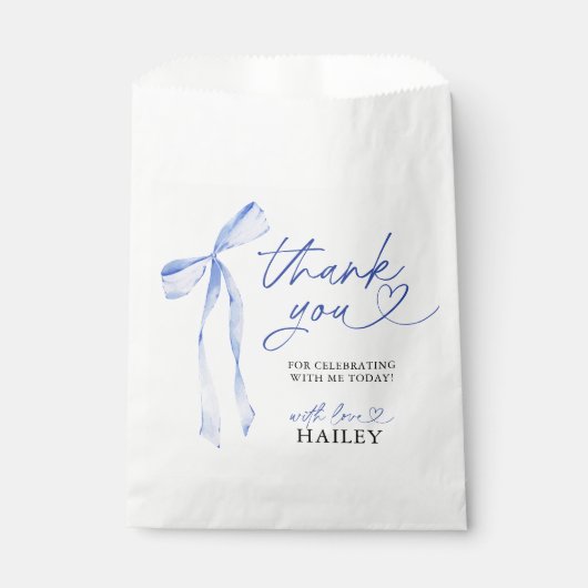 Blauwe boog Ze bindt het knoop Vrijgezellenfeest Bedankzakje (Voorkant)