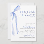 Blauwe boog Ze bindt het knoop Vrijgezellenfeest Kaart (Voorkant)