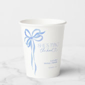 Blauwe boog Ze bindt het knoop Vrijgezellenfeest Papieren Bekers (Achterkant)