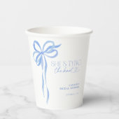 Blauwe boog Ze bindt het knoop Vrijgezellenfeest Papieren Bekers (Voorkant)