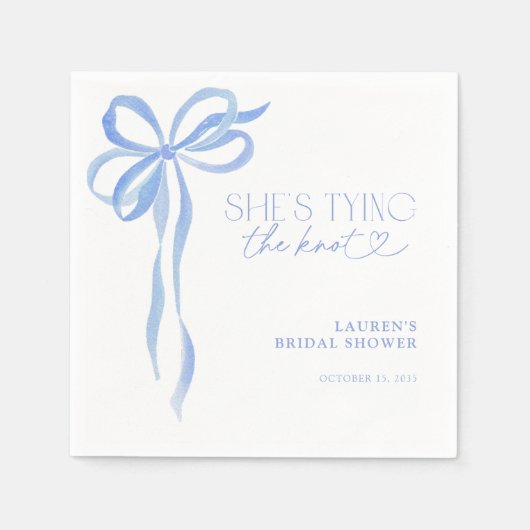 Blauwe boog Ze bindt het knoop Vrijgezellenfeest Servet (Voorkant)