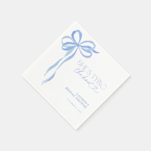 Blauwe boog Ze bindt het knoop Vrijgezellenfeest Servet (Hoek)