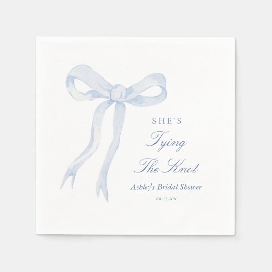 Blauwe boog Ze bindt het knoop Vrijgezellenfeest Servet (Voorkant)