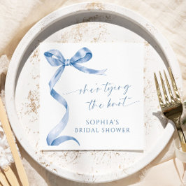 Blauwe boog Ze bindt het knoop Vrijgezellenfeest Servet