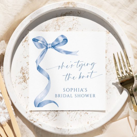 Blauwe boog Ze bindt het knoop Vrijgezellenfeest Servet