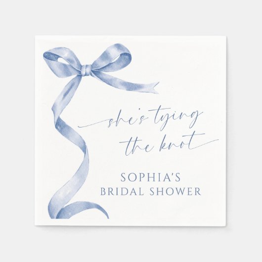 Blauwe boog Ze bindt het knoop Vrijgezellenfeest Servet (Voorkant)