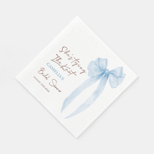 Blauwe boog Ze bindt het knoop Vrijgezellenfeest Servet (Hoek)