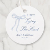 Blauwe Boog Ze Knoopt de Knoop Bruidsfeest Bedankjes Labels (Achterkant)