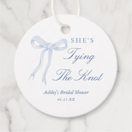 Blauwe Boog Ze Knoopt de Knoop Bruidsfeest Bedankjes Labels