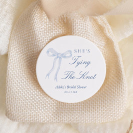 Blauwe Boog Zij Knoop Haar Bruiloft Bridal Shower Ronde Sticker