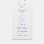 Blauwe Boog Zij Knoop Haar Bruiloft Bruidsfeest Cadeaulabel (Voorkant)