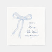 Blauwe Boog Zij Knoopt De Knoop Bruidsdouche Servet (Voorkant)