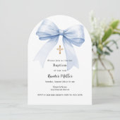 Blauwe boogjongen doopboog kaart (Staand voorkant)