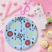 Blauwe boogschieten pijlen en doelen papieren bordje (Feest)