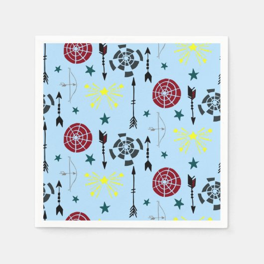 Blauwe boogschieten pijlen en doelen servet (Voorkant)