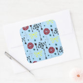 Blauwe boogschieten pijlen en doelen vierkante sticker (Envelop)