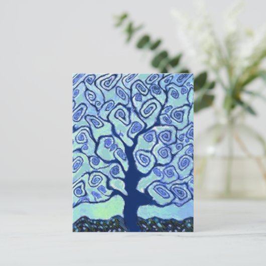Blauwe boom briefkaart (Staand voorkant)