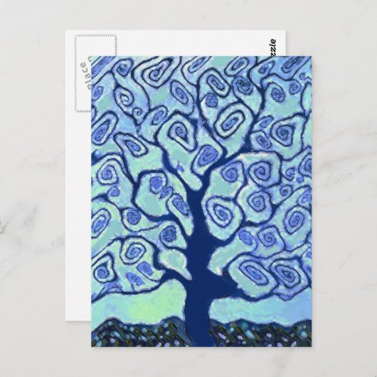 Blauwe boom briefkaart (Voorkant / Achterkant)