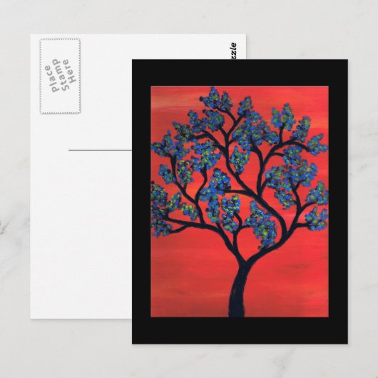 Blauwe boom briefkaart (Voorkant / Achterkant)