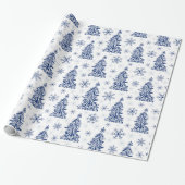 Blauwe boom en sneeuwvlokverpakking cadeaupapier (Uitgerold)